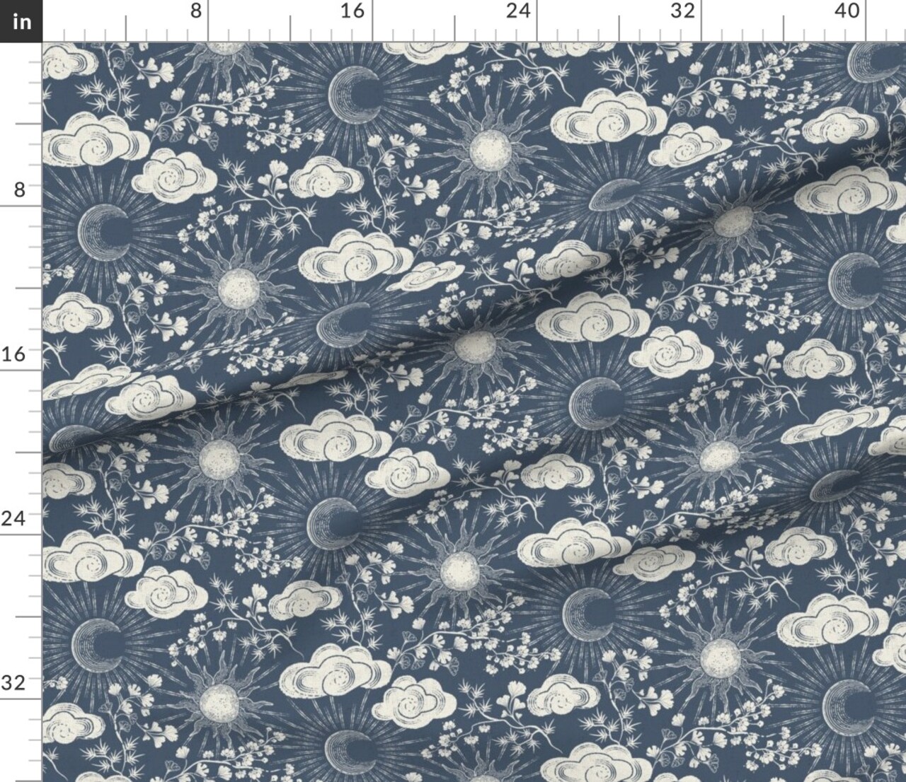 Toile Cosmos Vintage Retro Florals De Juoy Custom Printed Fabric by Spoonflower Various Fabrics by the Yard or Fat Quarter